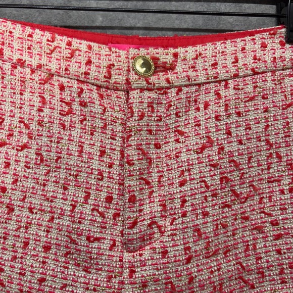 Lilly Pulitzer Gretchen High Rise Shorts Womens 2 Amaryllis Red Fantasy Tweed - Picture 2 of 13